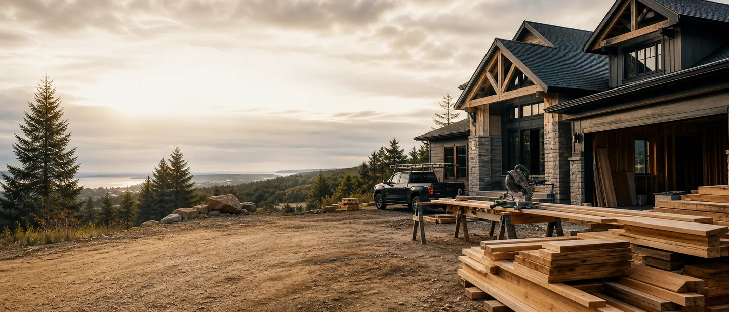 New home construction site prepared for drywall work in Grey Bruce